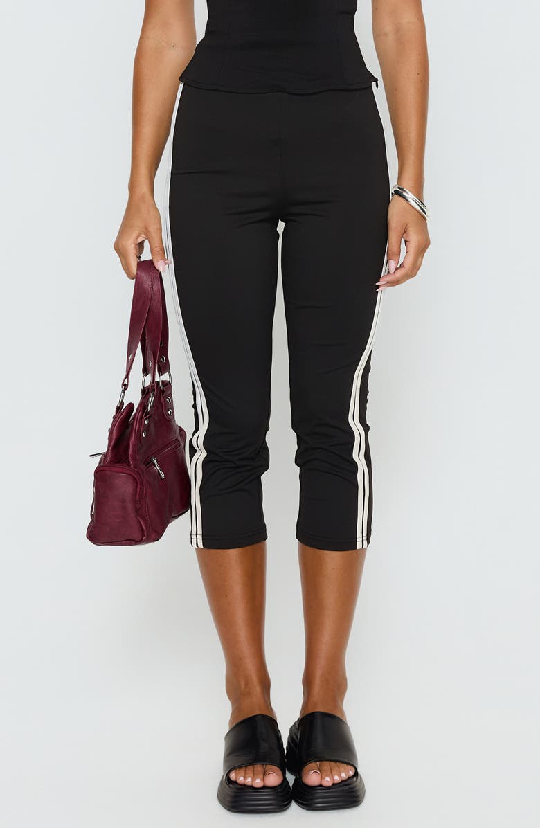 Princess Polly Jobey Stripe Capri Pants, Main, color, Black