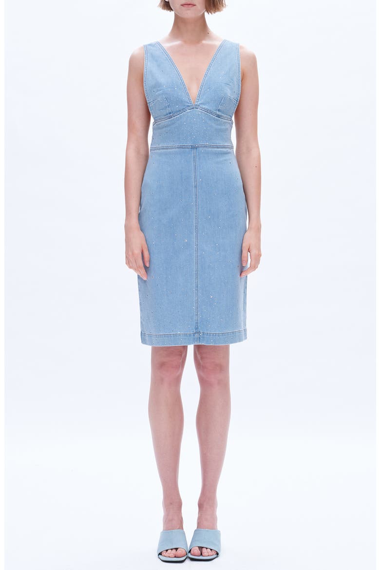 Rhinestone Denim Dress, Main, color, BLUEBERRY