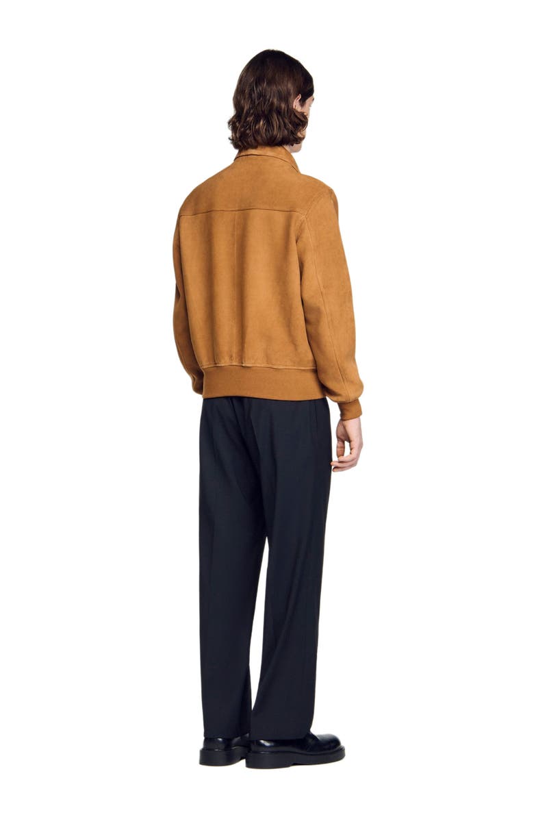 SANDRO Goat leather jacket, Alternate, color, Cognac