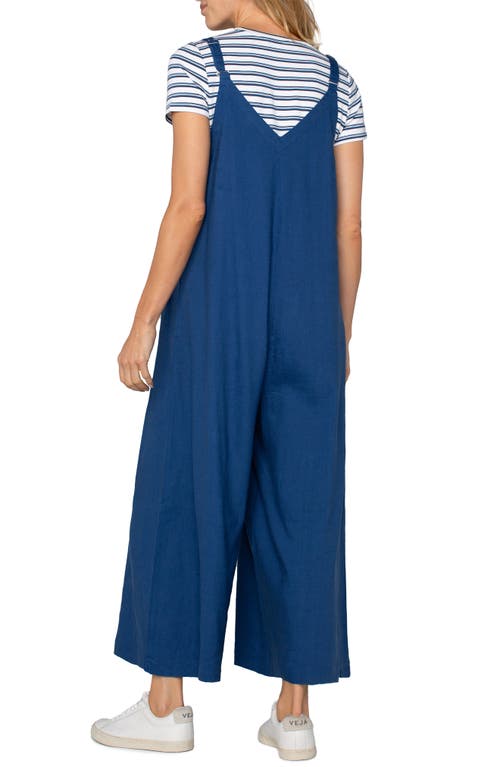Shop Liverpool Los Angeles Crop Wide Leg Jumpsuit In Goddess Blue