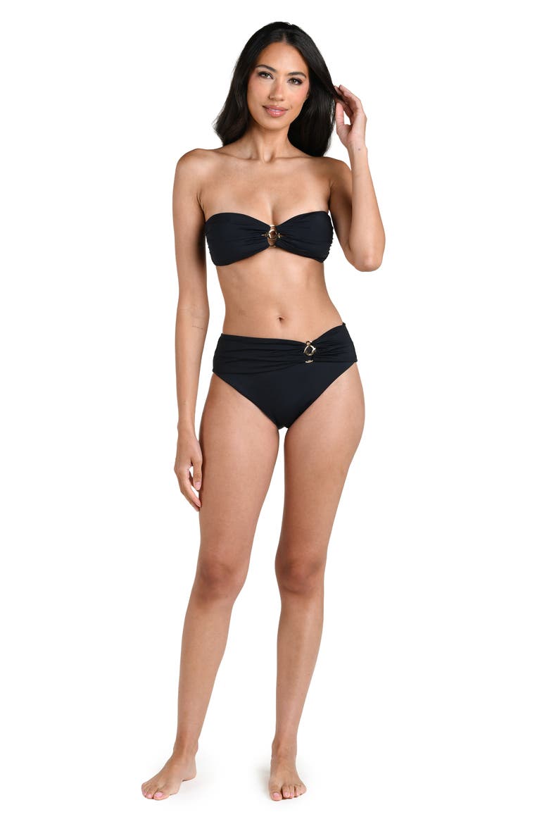 Island Goddess Bandeau Bikini Top, Alternate, color, BLACK