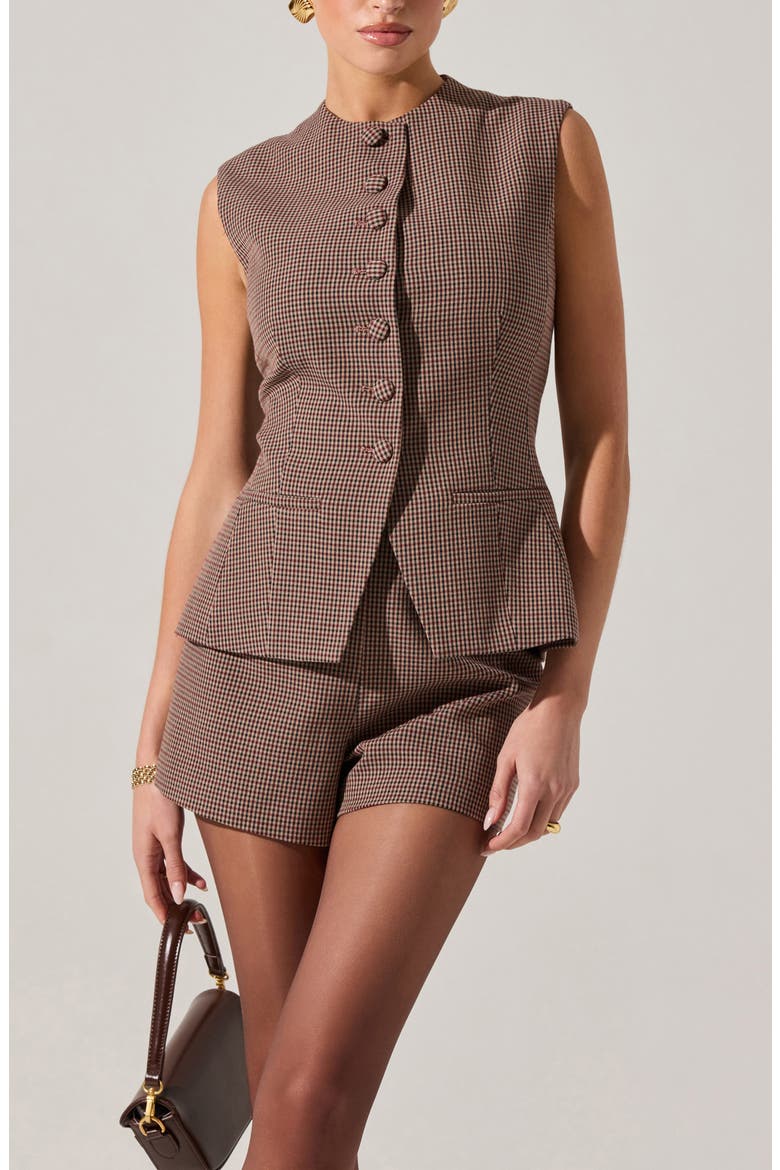Giselle Check Vest, Alternate, color, BROWN WINE PLAID