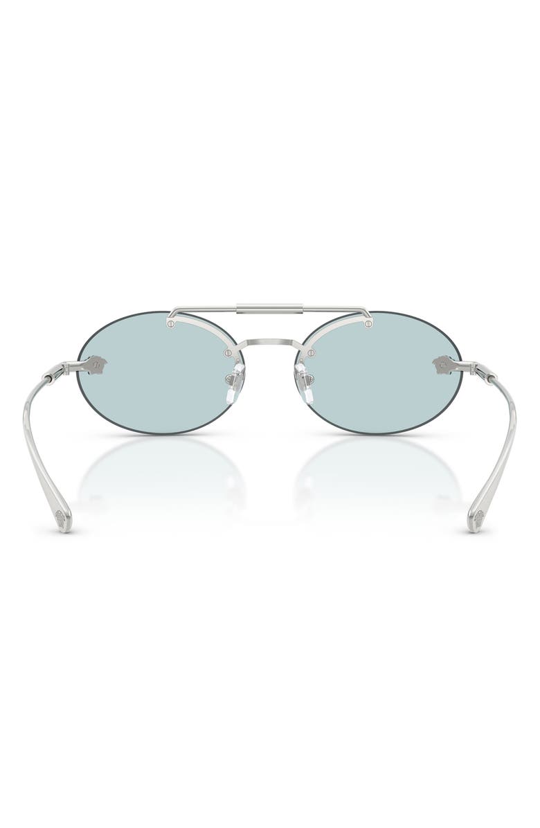 Versace 56mm Oval Sunglasses, Alternate, color, Silver / Light Blue
