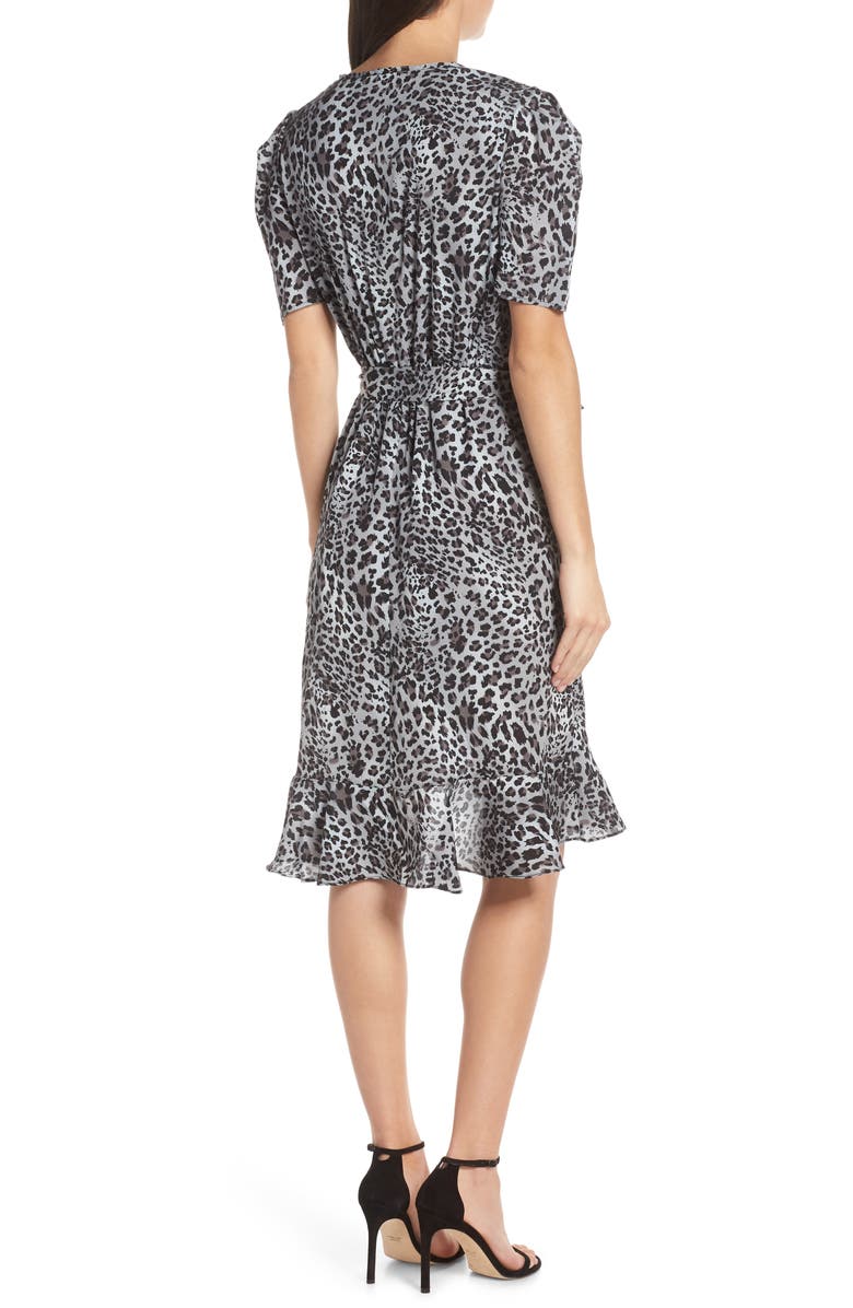 Fraiche by J Linda Animal Print Faux Wrap Dress, Alternate, color, 
