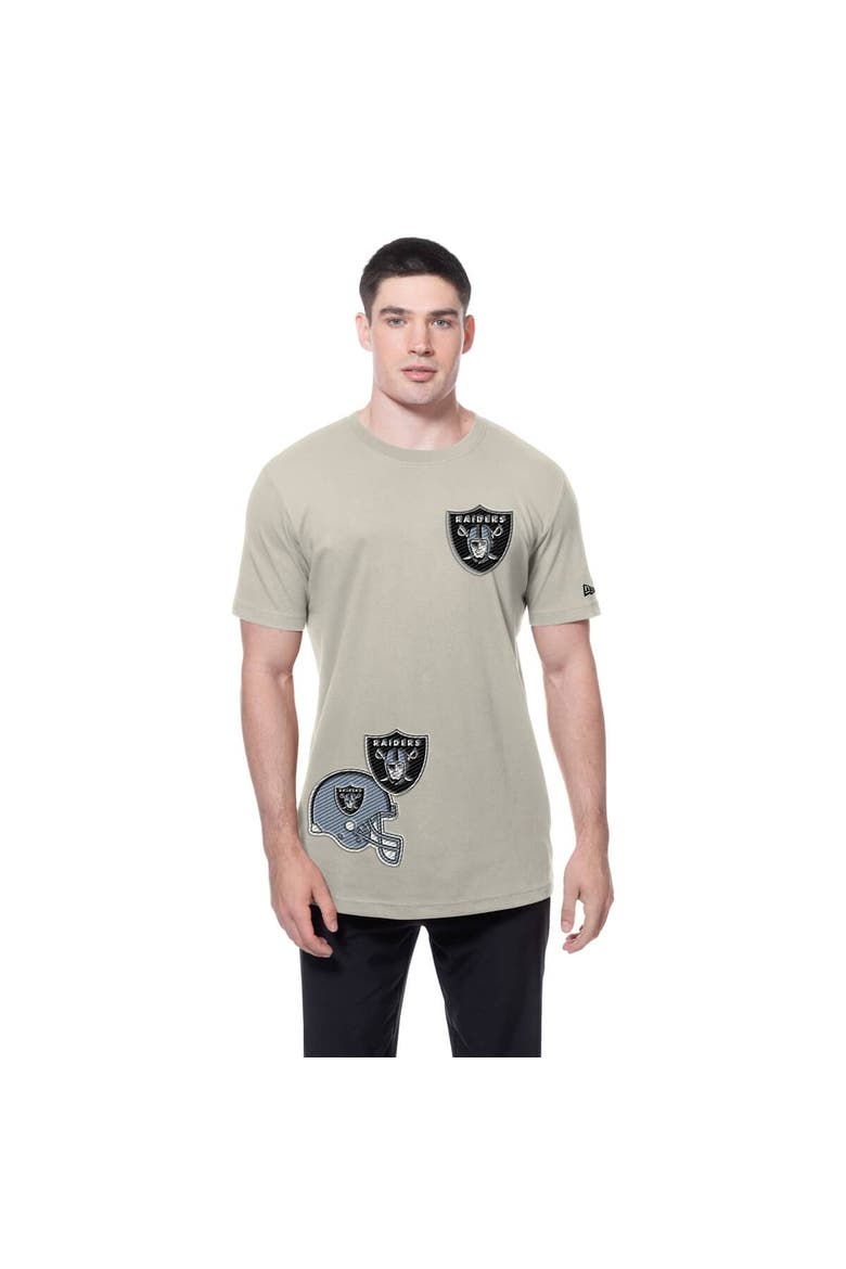 Men's New Era Light Beige Las Vegas Raiders Multi Patch T-Shirt, Alternate, color, Light Beige