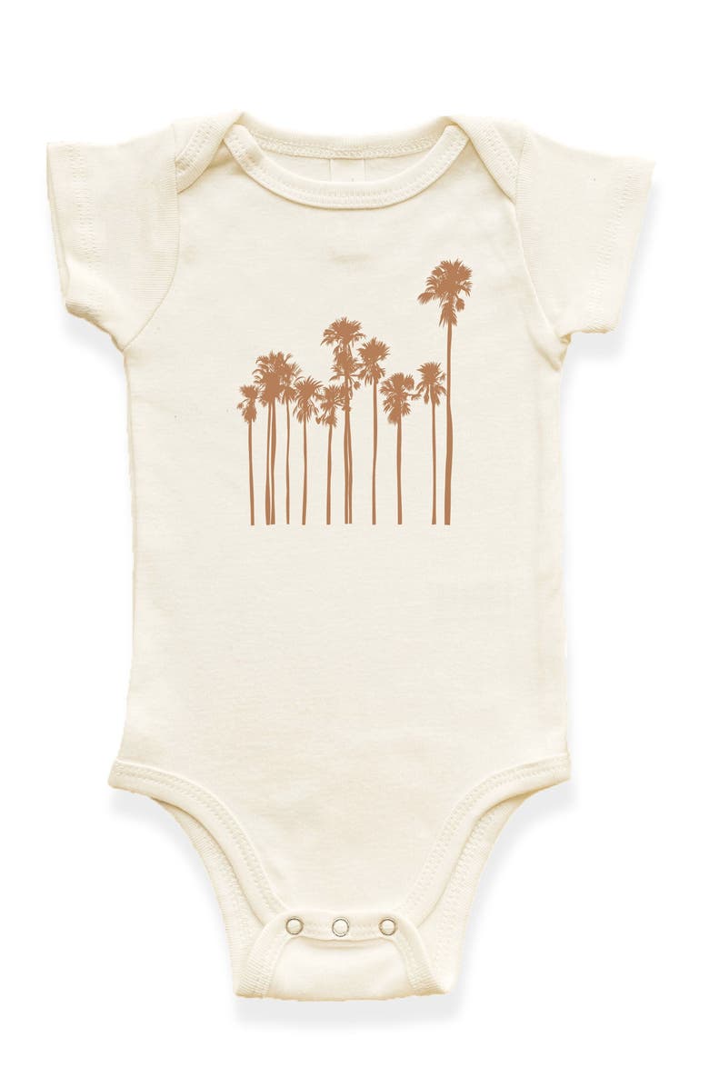 Tenth & Pine Palm Trees Organic Cotton Baby Bodysuit, Main, color, Natural