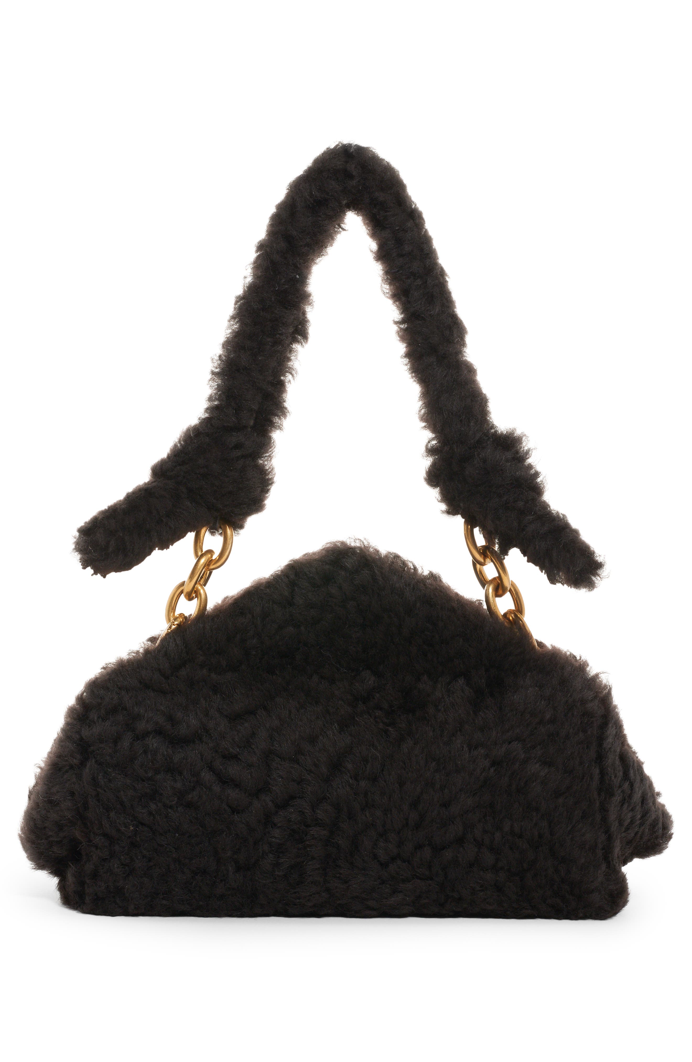 Bottega Veneta Tip Genuine Shearling Frame Shoulder Bag, Alternate, color, 