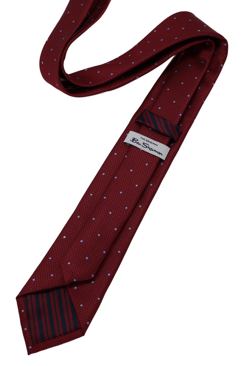 Dot Tie, Alternate, color, BURGUNDY/ LT BLUE