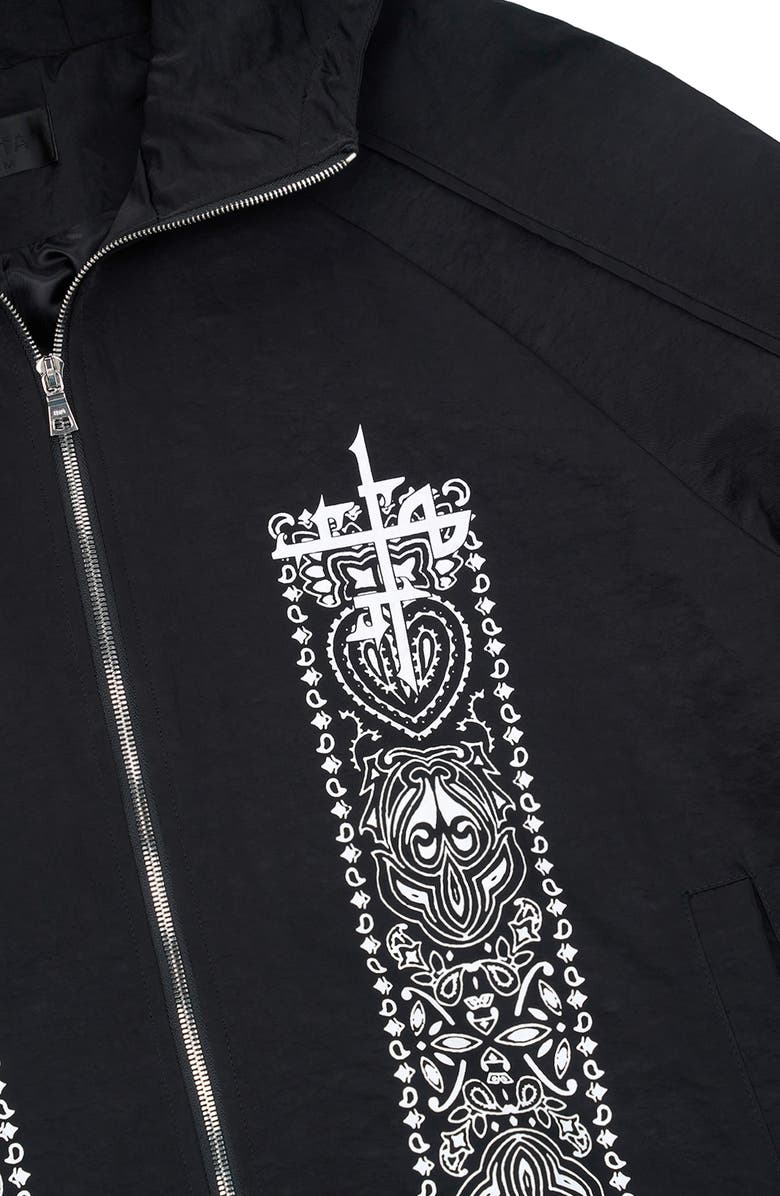 RtA Zayden Paisley Print Hooded Jacket, Alternate, color, Black Paisley