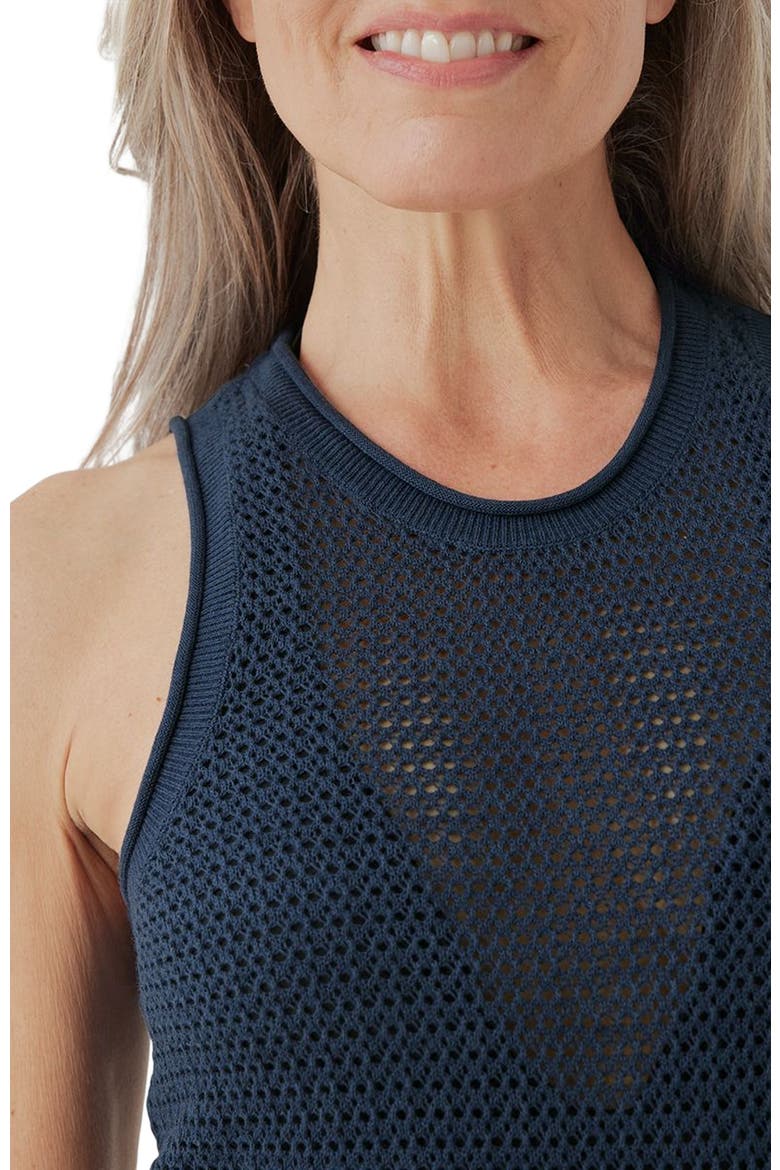 Beachside Linen Crochet Cover-Up Made with Organic Cotton, Alternate, color, French Navy