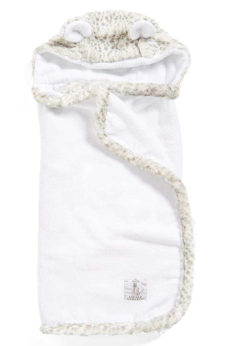 Little Giraffe 'Luxe Snow Leopard' Hooded Towel, Main, color, 