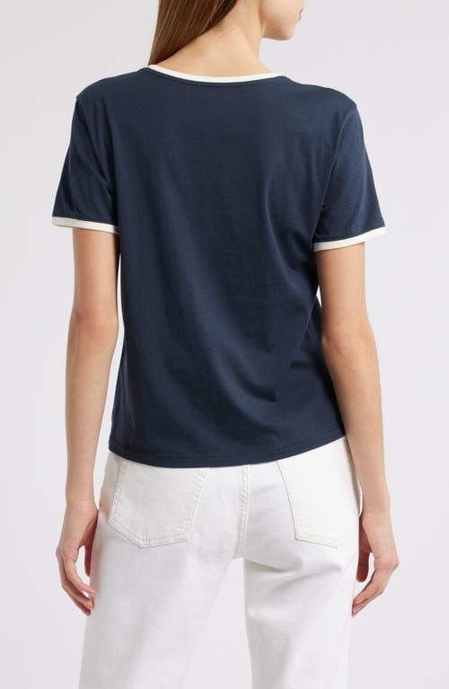 Frame The Ringer Baby Tee In Navy Multi