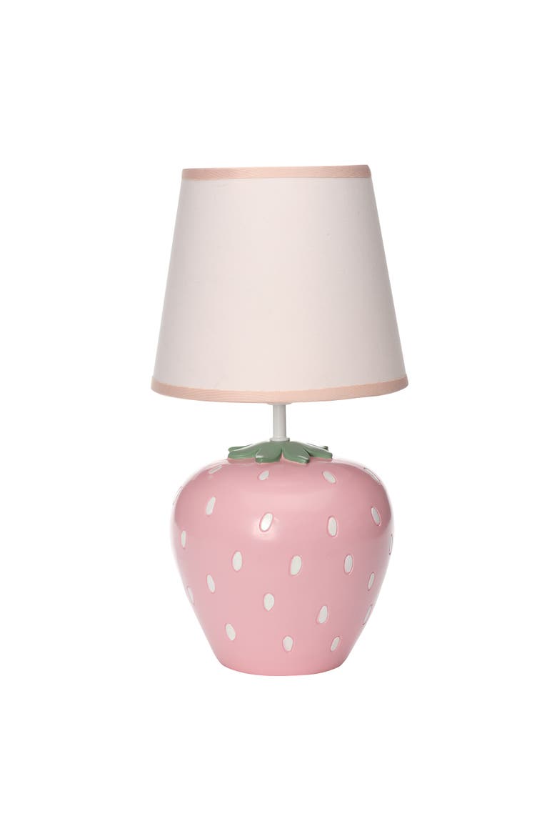 Flower Power Hand-Painted Custom Strawberry Lamp with Shade, Main, color, Pink