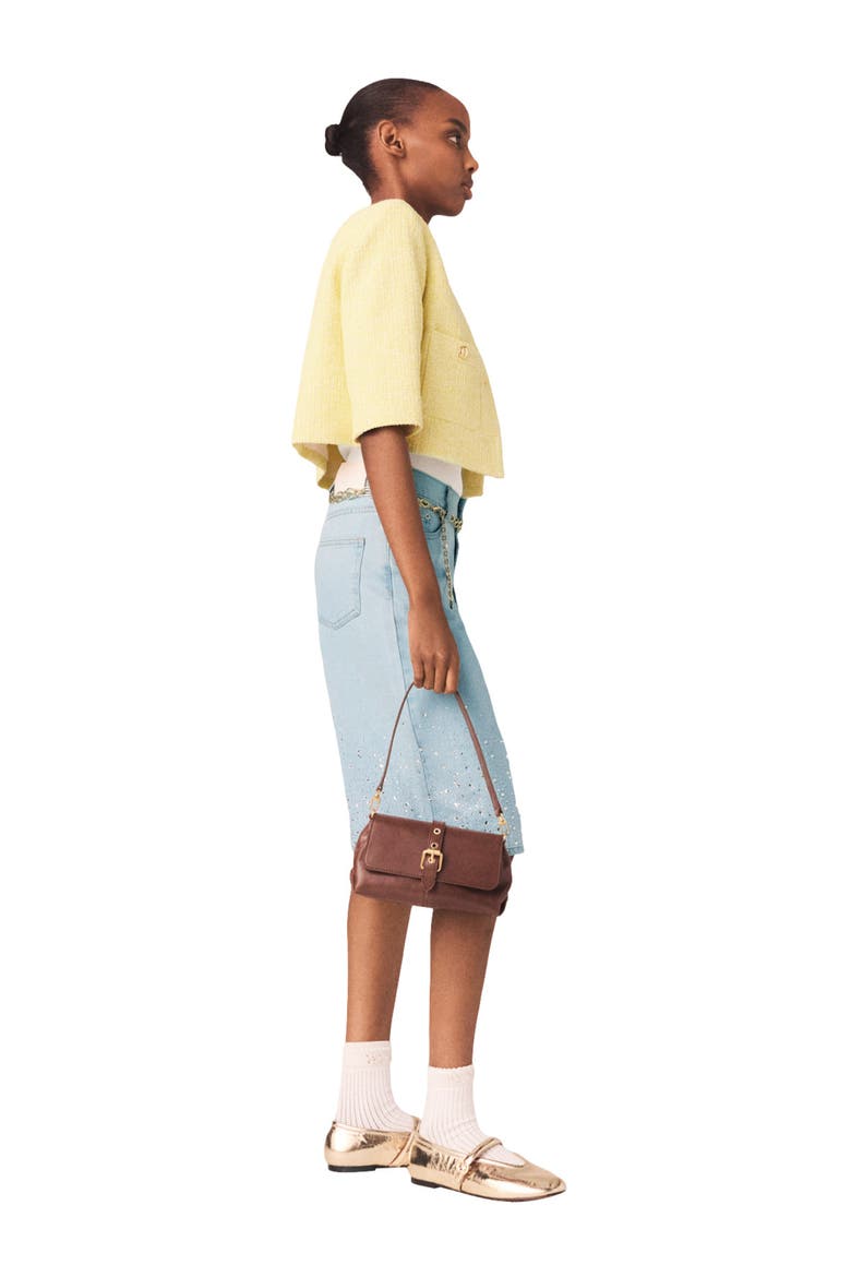 Short-sleeved tweed jacket, Alternate, color, Pale yellow