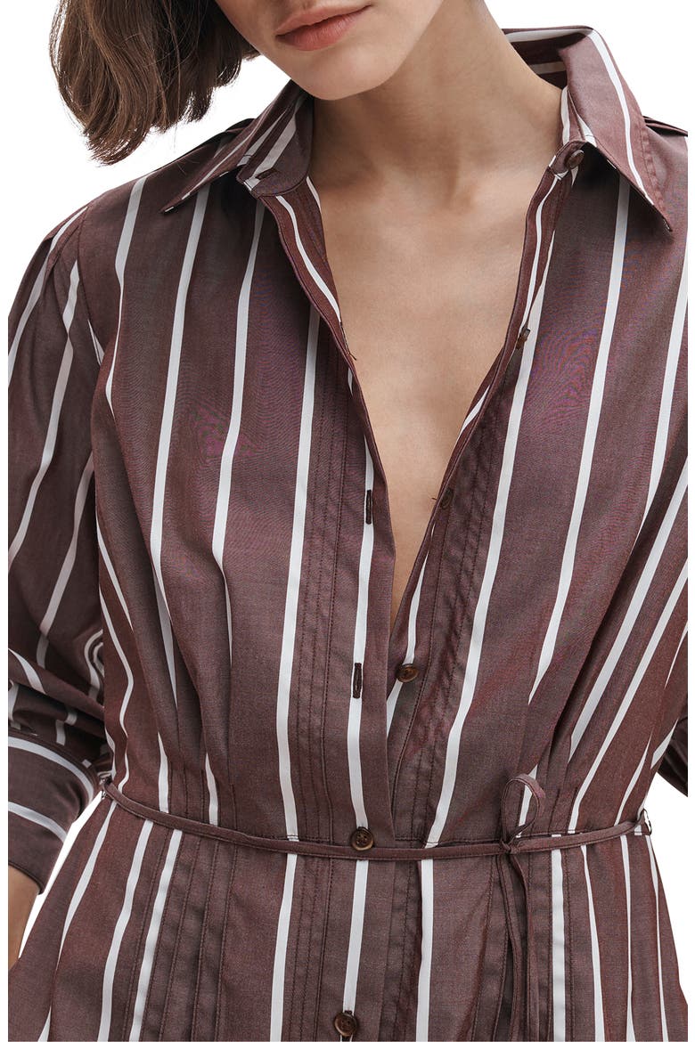 Taylor Stripe Tie Waist Long Sleeve Shirtdress, Alternate, color, ROSEWOOD STRIPE