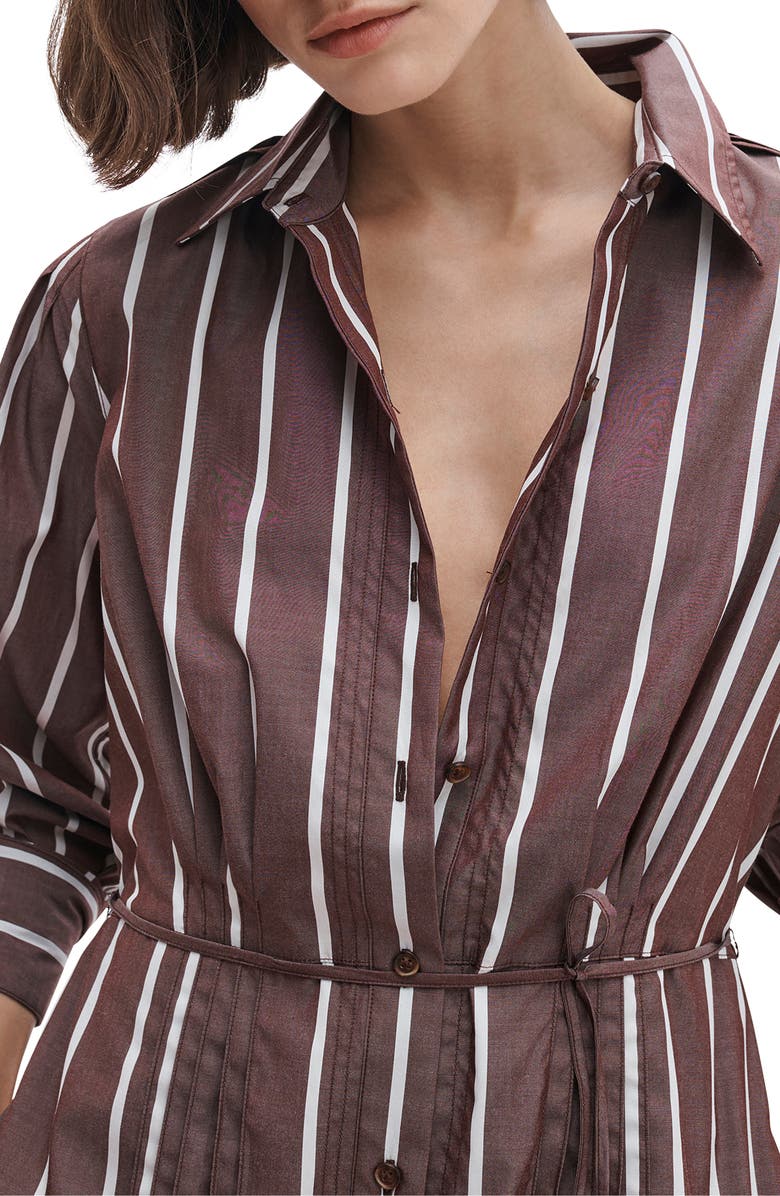 rag & bone Taylor Stripe Tie Waist Long Sleeve Shirtdress, Alternate, color, Rosewood Stripe