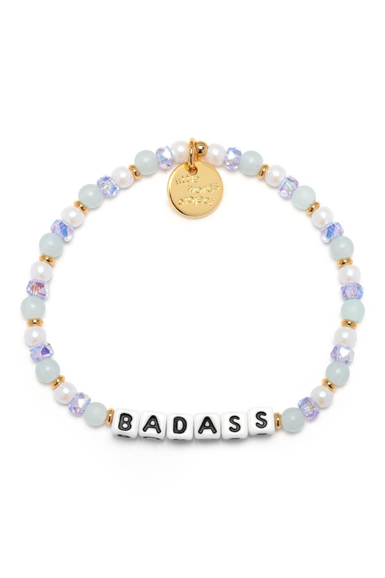 Badass Beaded Stretch Bracelet, Main, color, WHITE