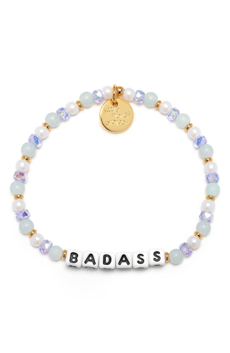 Little Words Project Badass Beaded Stretch Bracelet, Main, color, White