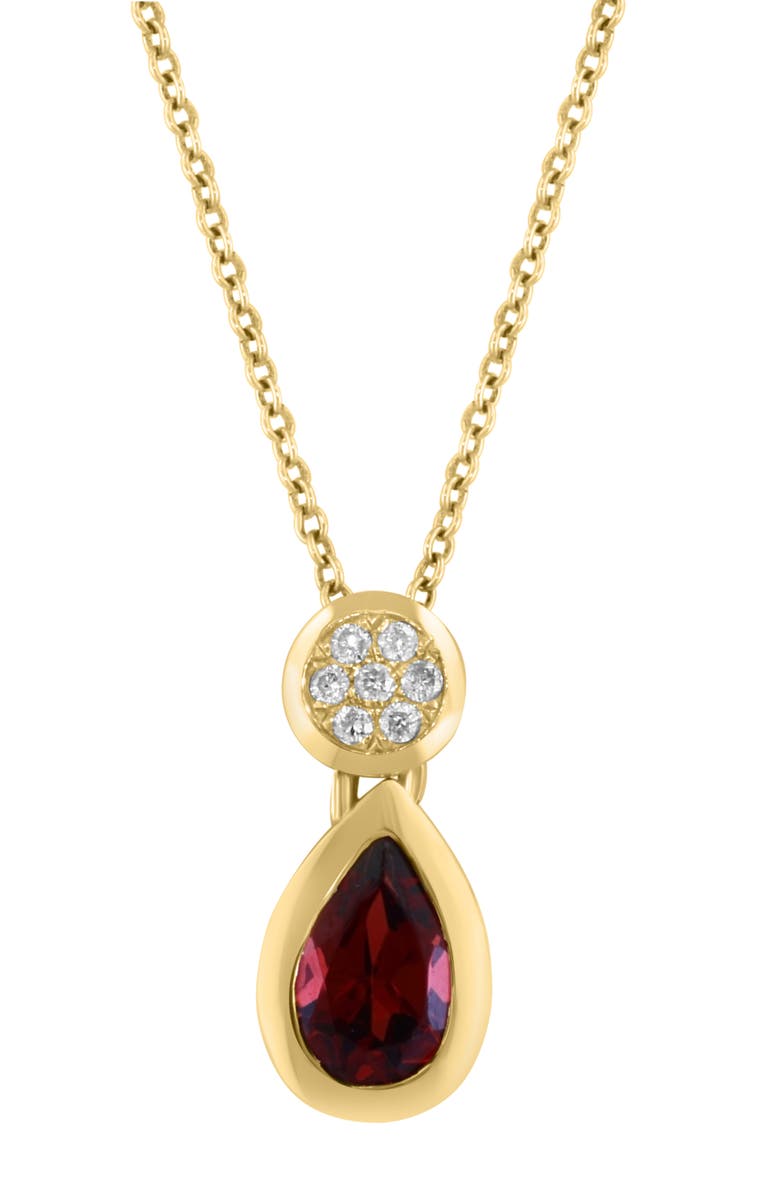 EFFY 14K Yellow Gold Garnet & Diamond Teardrop Pendant Necklace - 0.07ct., Alternate, color, 