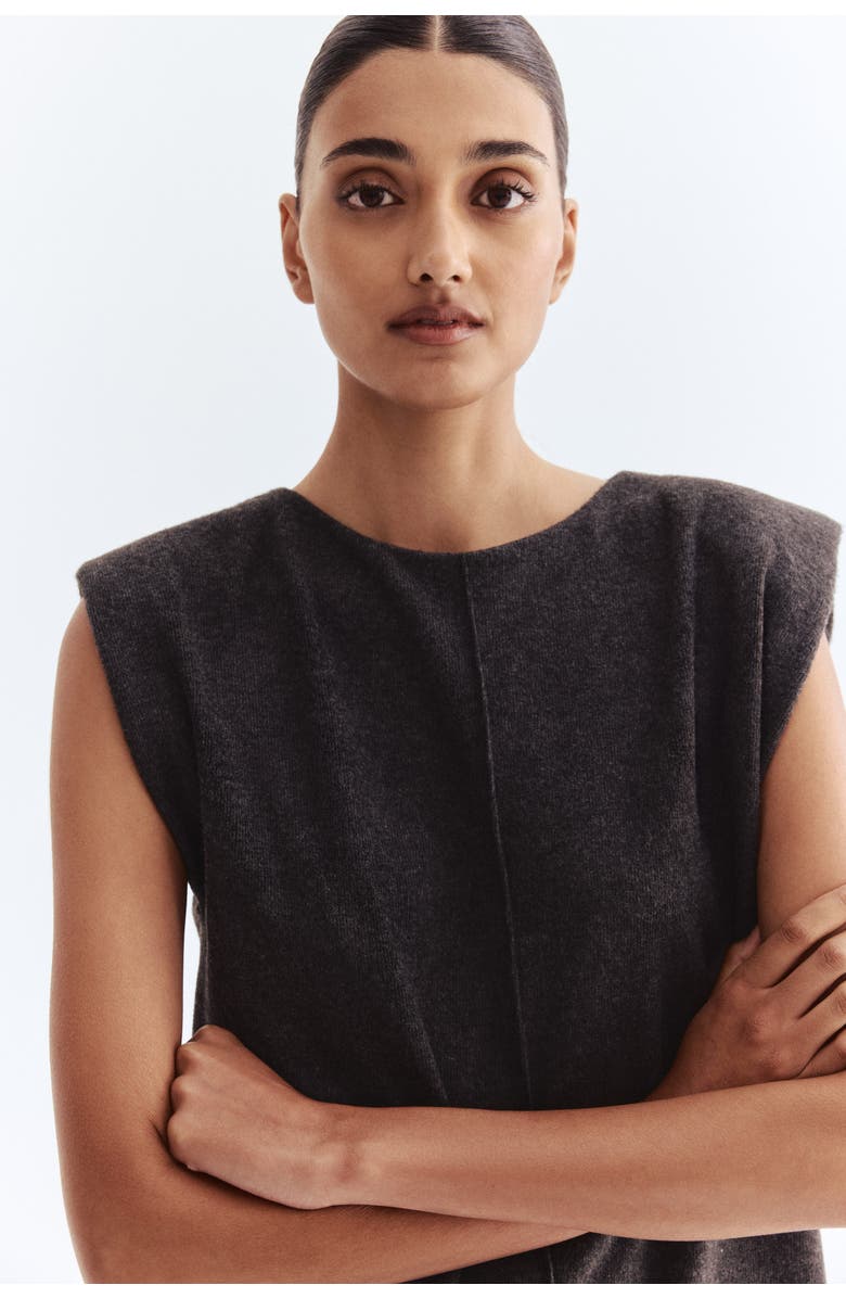 H&M Knitted Top, Alternate, color, Dark Gray Melange