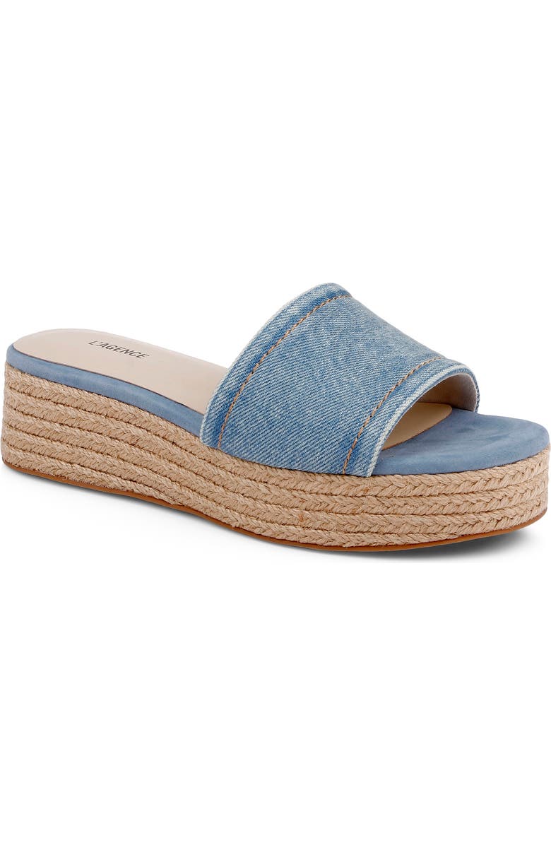 L'AGENCE Ramani II Espadrille Platform Wedge Slide Sandal, Main, color, Light Denim