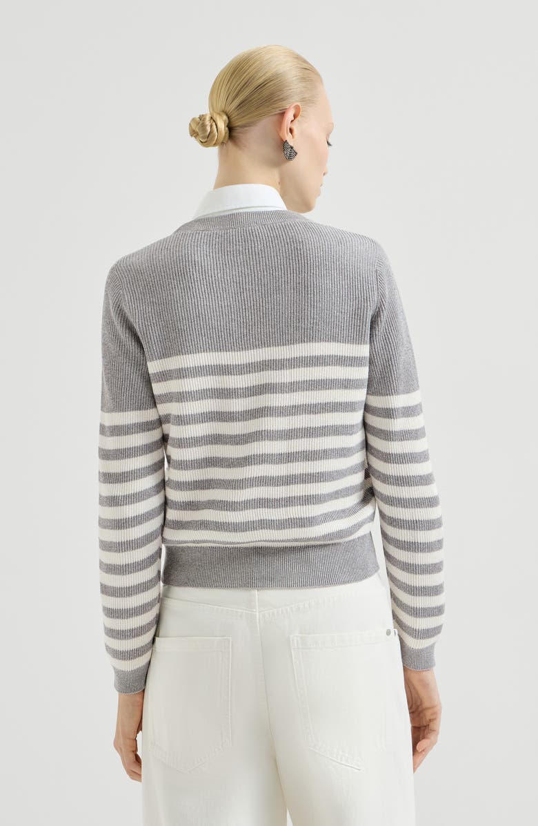 Brunello Cucinelli Cotton Sparkling yarn sweater, Alternate, color, Silver