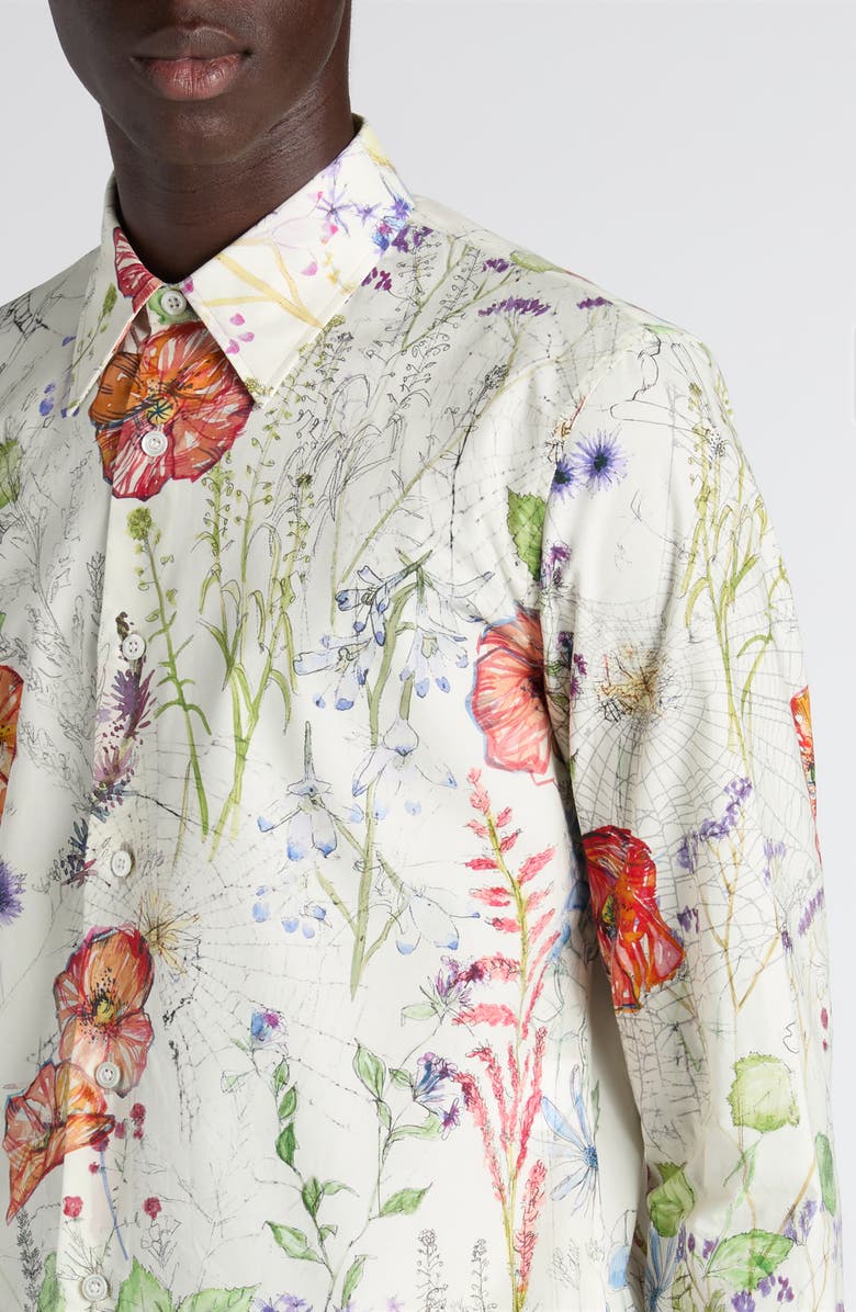 McQueen Floral Shop Button-Up Shirt, Alternate, color, White Multicolour