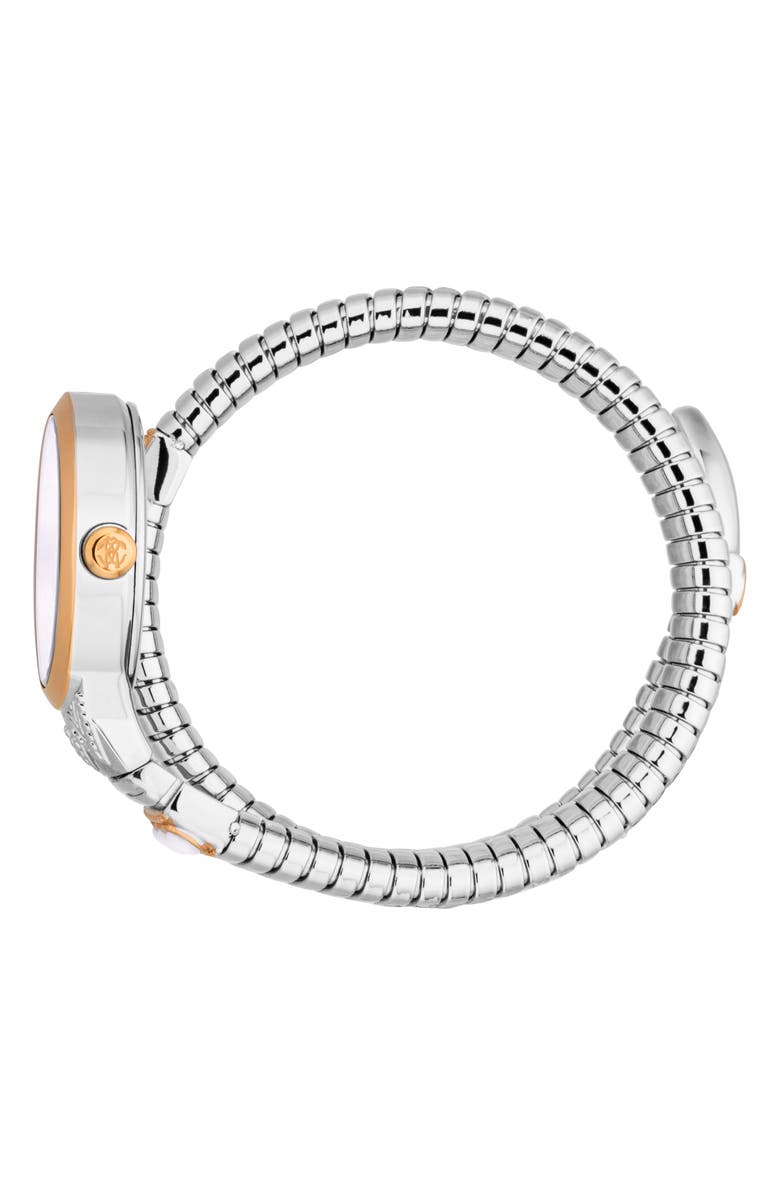 Roberto Cavalli Serpente Ornato Snake Wraparound Bracelet Watch, 22.5mm x 34mm, Alternate, color, Two Tone Silver / Rose Gold