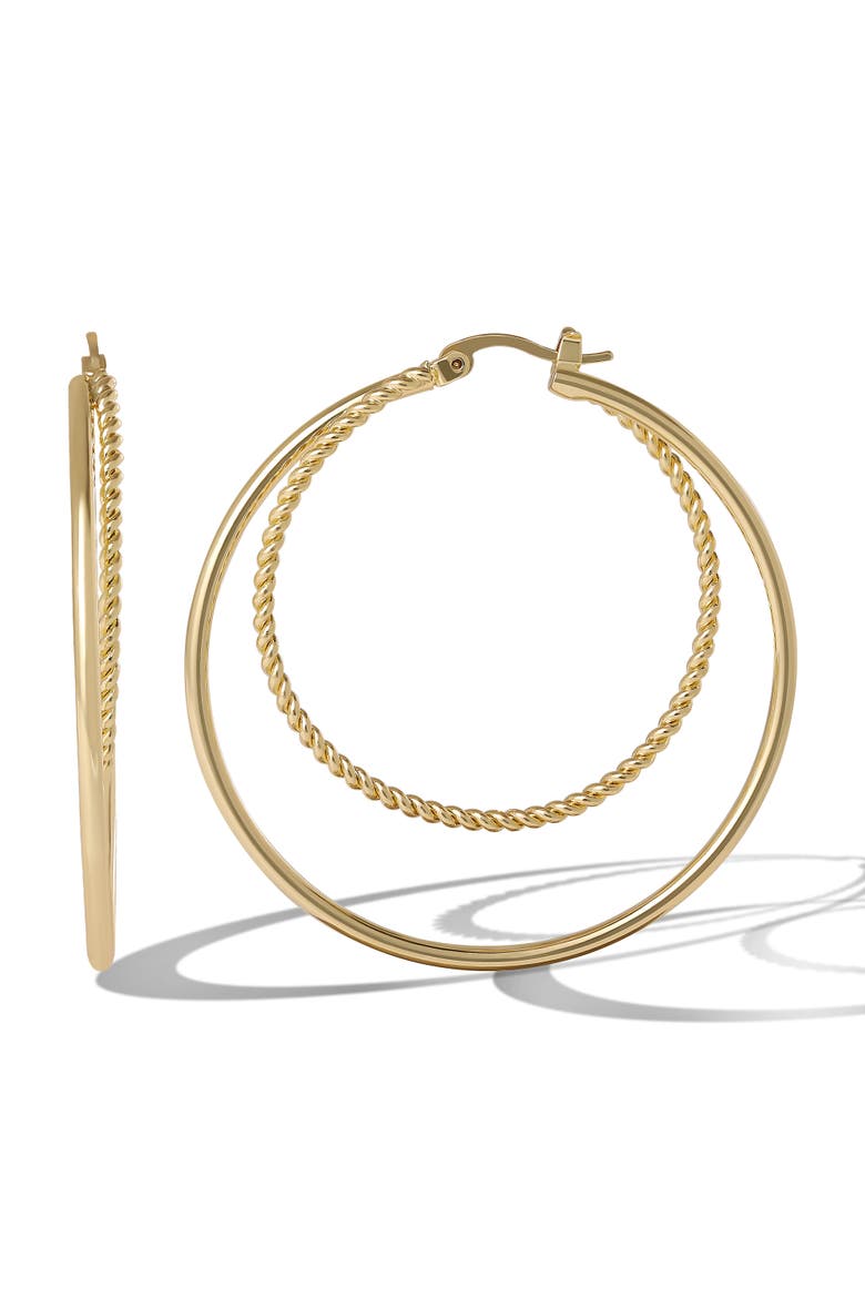 Womens Double Hoop Earrings - Gold-Tone Hoop Earrings, Alternate, color, Gold