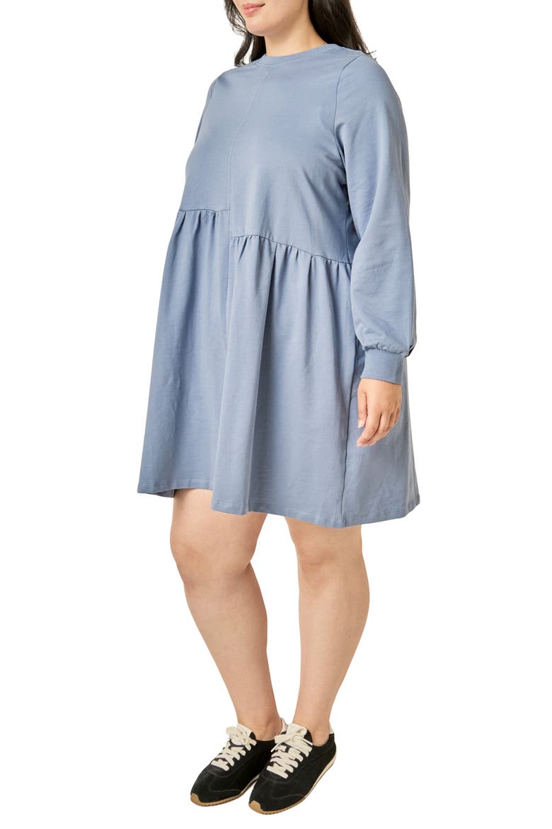 Asymmetrical Seam Knit Long Sleeve Dress, Alternate, color, DUSTY BLUE