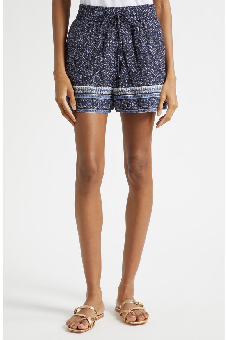 Vilvaldi Tie Waist Shorts, Main, color, NAVY MULTI