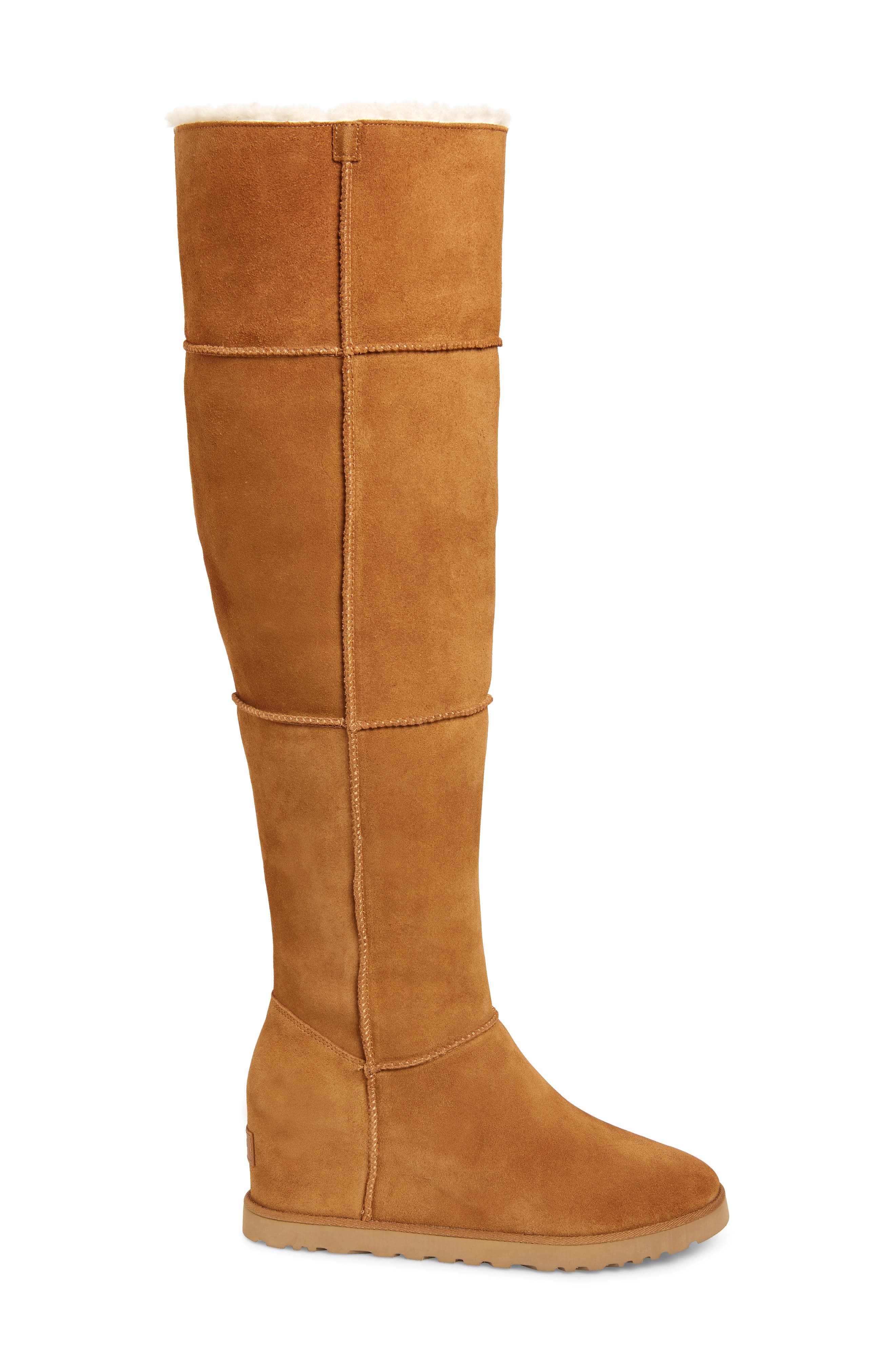 UGG Classic Femme Faux Fur Lined Over-the-Knee Boot - Wide Calf, Alternate, color, CHESTNUT SUEDE