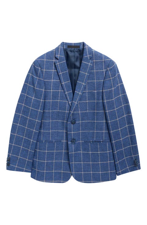 Kids' Windowpane Linen Blend Blazer