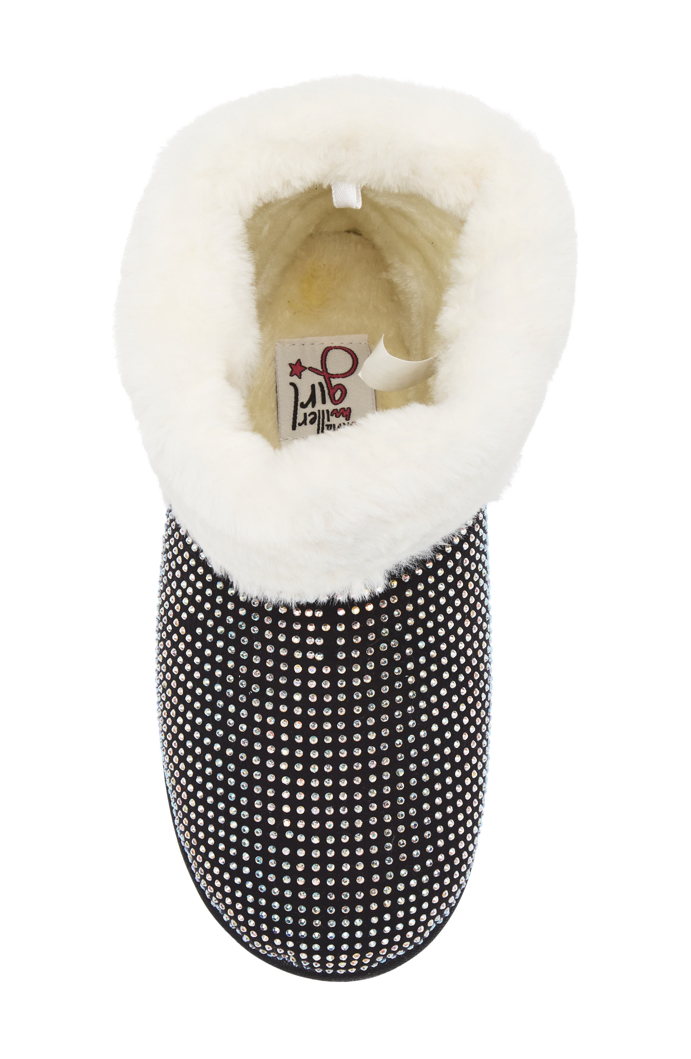 OLIVIA MILLER Kids' Crystal Embellished Faux Fur Lined Boot, Alternate, color, Black