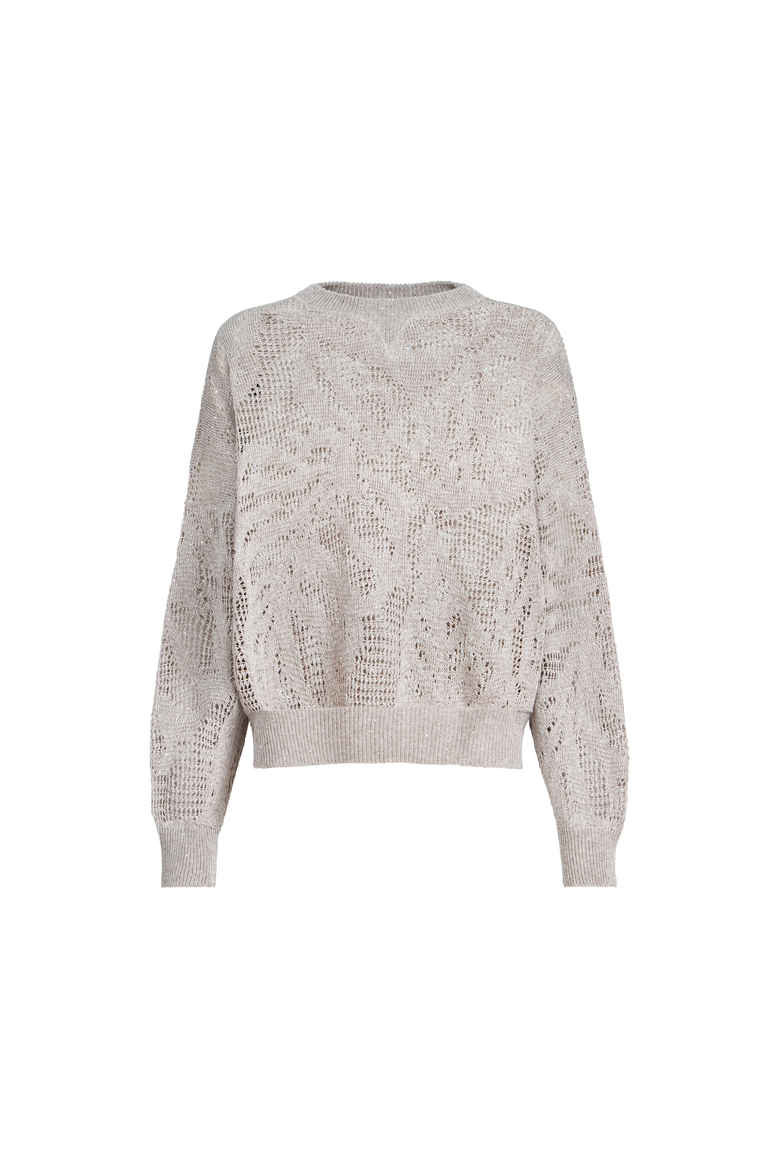 Dazzling water lilies sweater, Alternate, color, Cool Beige