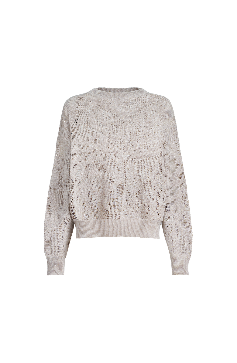 Brunello Cucinelli Dazzling water lilies sweater, Alternate, color, Cool Beige