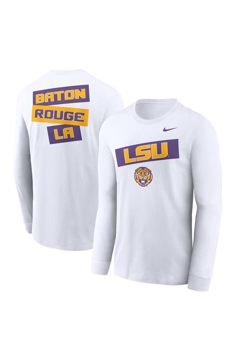 Nike Men's Nike White LSU Tigers Two-Hit Classic Location Long Sleeve T-Shirt, Main, color, White