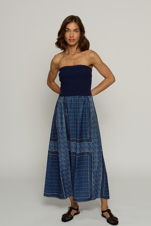 Central Park West Tube Dress With Wovenkirt In Blue