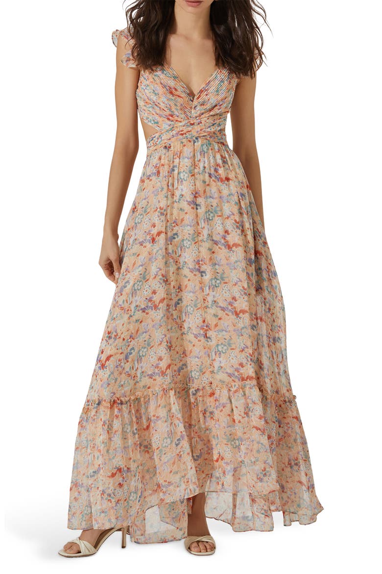 Primrose Floral Maxi Dress, Main, color, PEACH MULTI FLORAL
