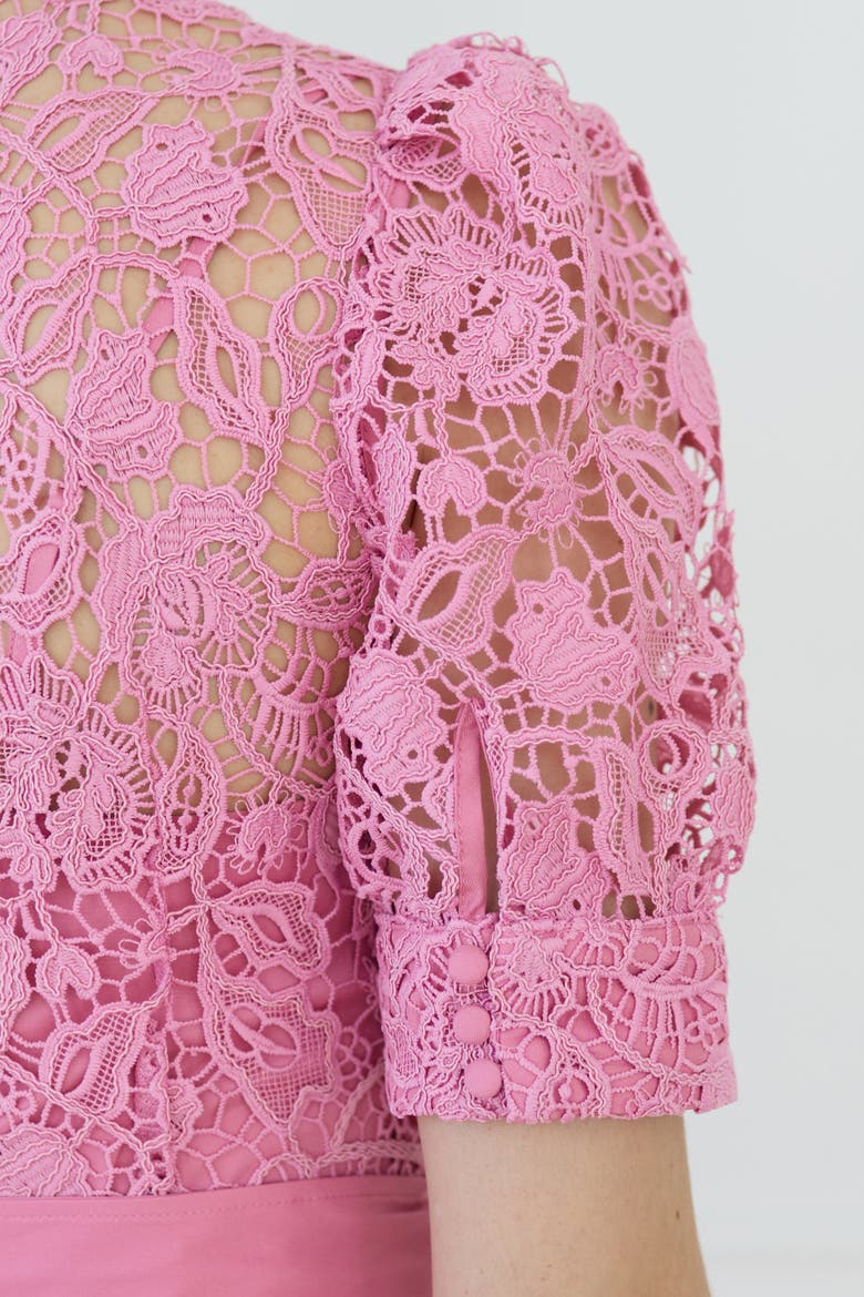 Ayah Collared Lace Gown, Alternate, color, Pink