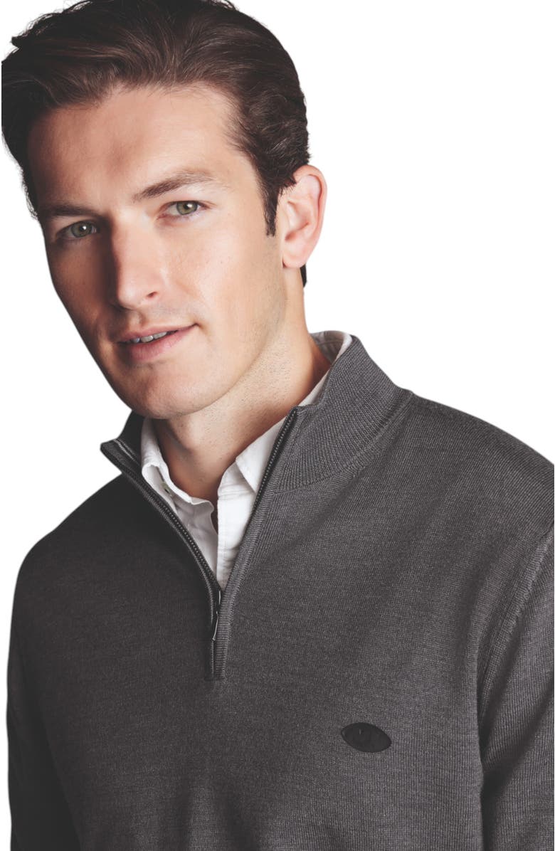 Charles Tyrwhitt New York Jets Merino Zip Neck Sweater, Alternate, color, Grey