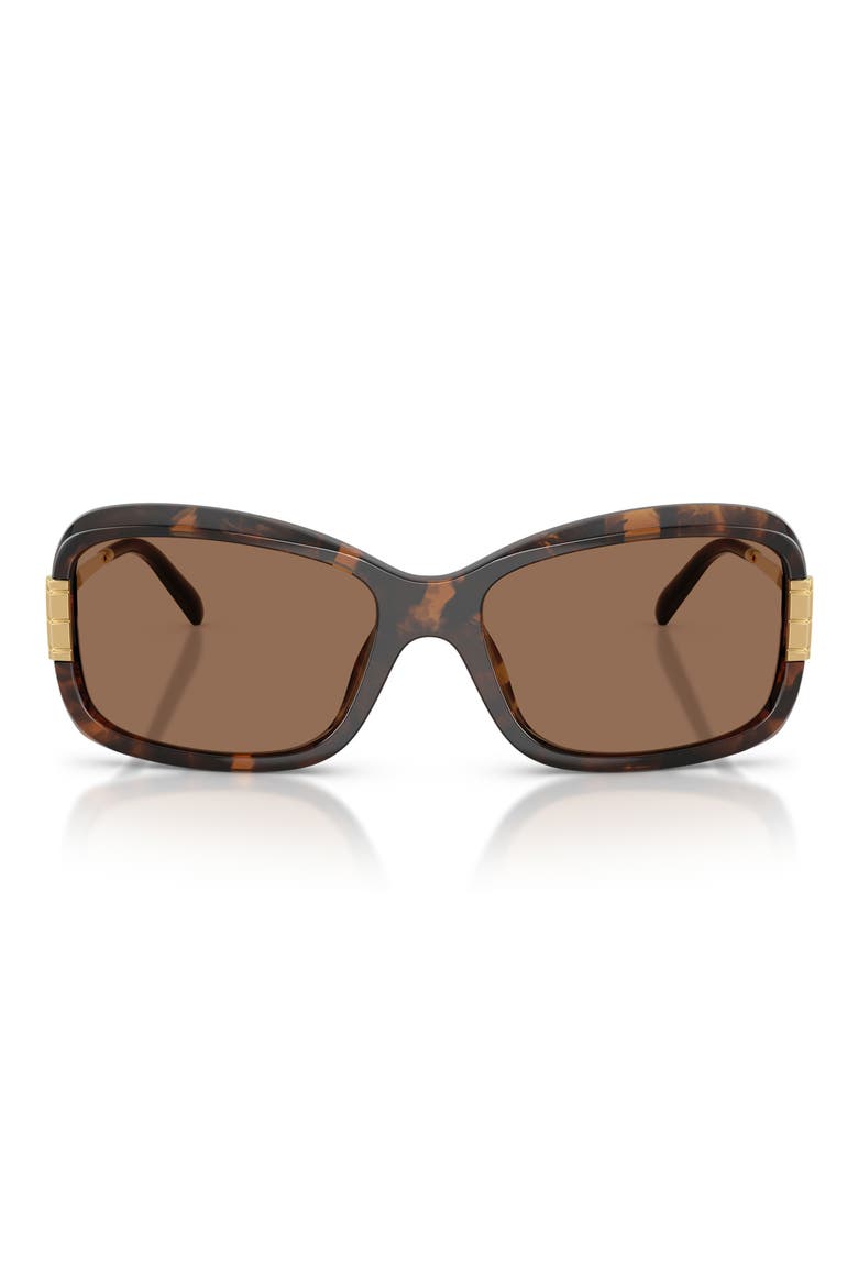 56mm Rectangular Sunglasses, Main, color, TORTOISE / DARK BROWN