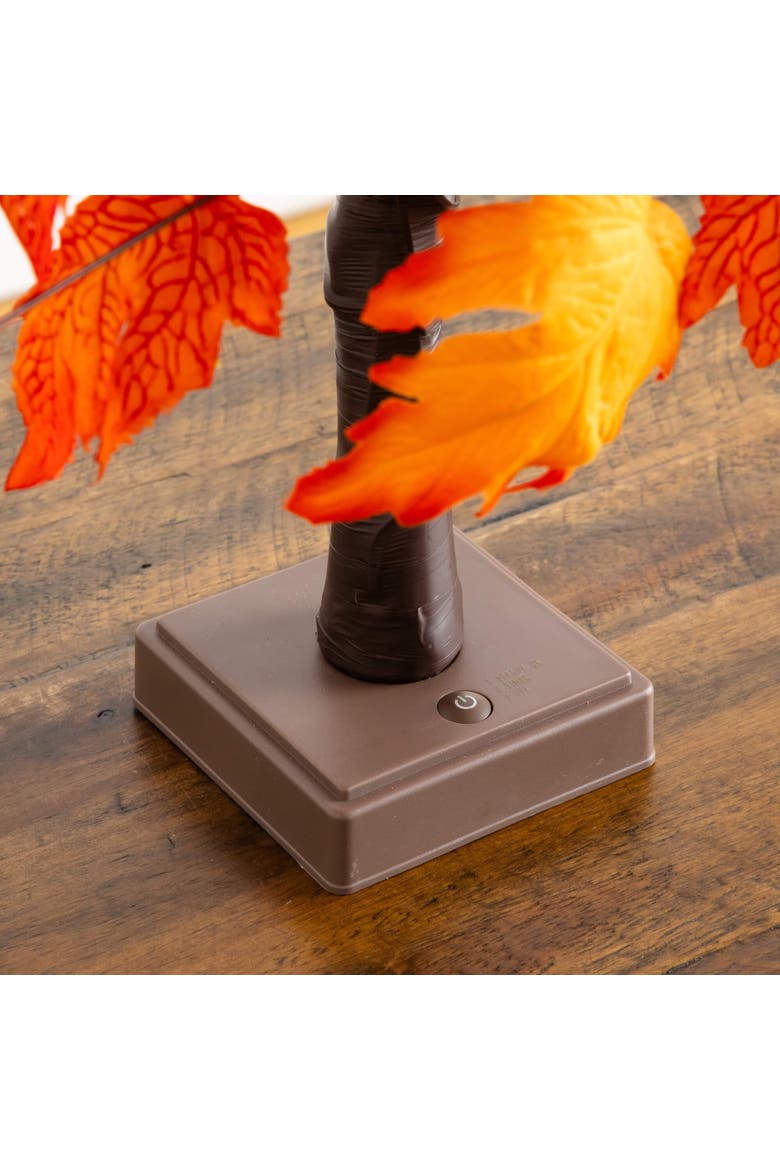 2-ft Pre-Lit Bright Autumn Maple Artificial Fall Tree with 24 Warm White LED Lights and Detachable Base, Alternate, color, Orange