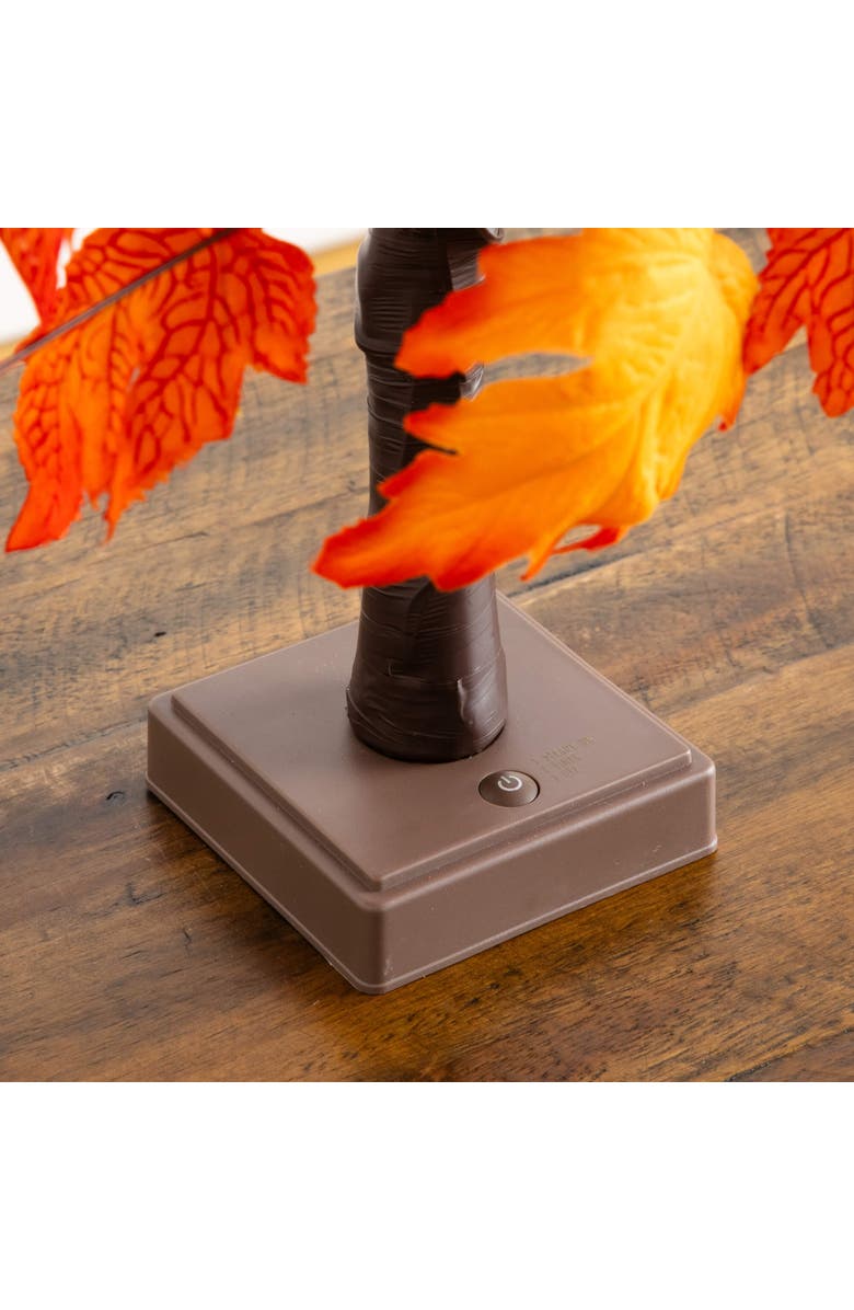 NEARLY NATURAL 2-ft Pre-Lit Bright Autumn Maple Artificial Fall Tree with 24 Warm White LED Lights and Detachable Base, Alternate, color, Orange