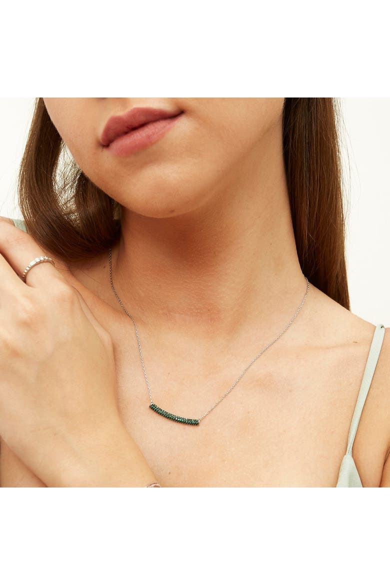 Sterling Silver Concave Bar Necklace - Green, Alternate, color, Silver
