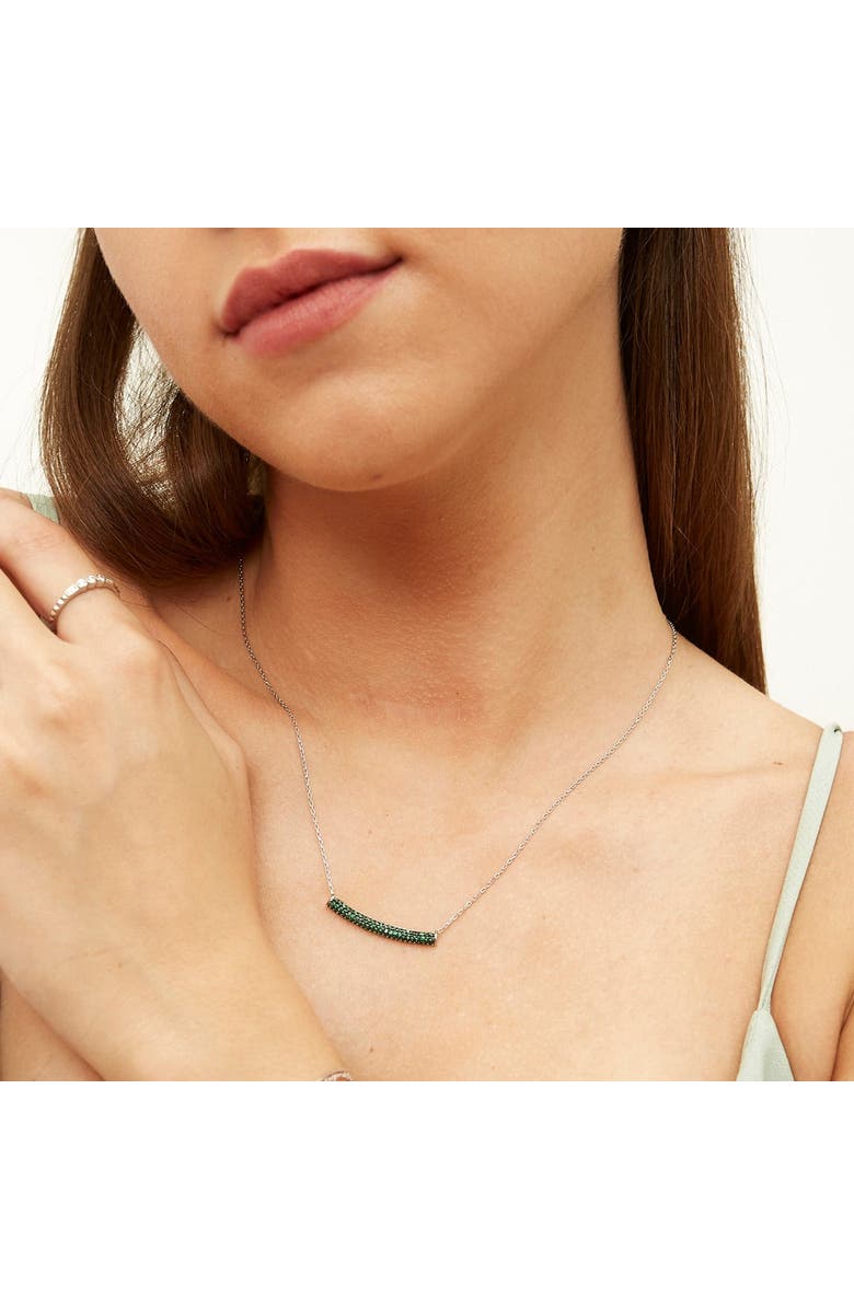 Spero London Sterling Silver Concave Bar Necklace - Green, Alternate, color, Silver