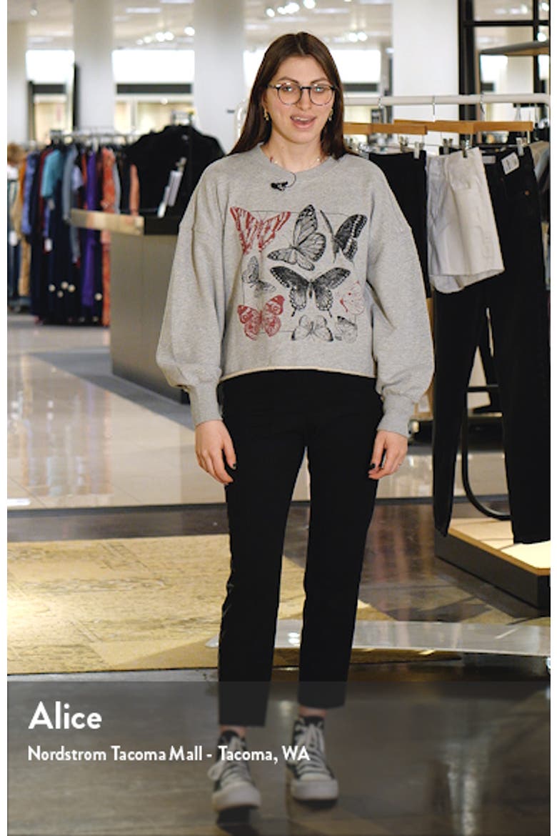 Lisbet Raw Hem Butterfly Graphic Sweatshirt video