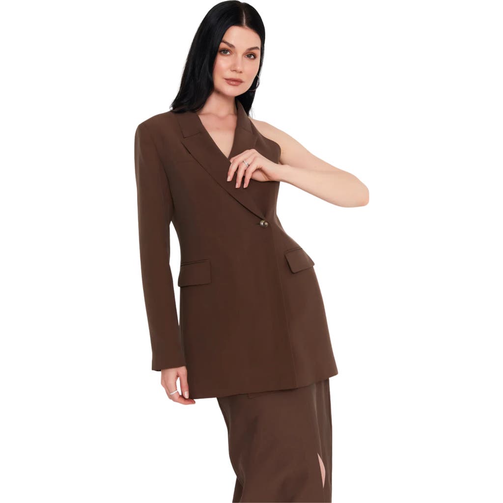Akalia Julie One Shoulder Blazer In Brown