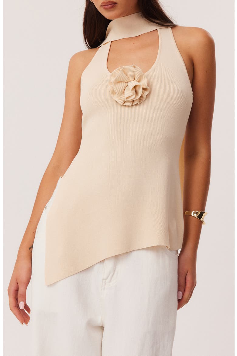 Naia Scarf Halter Sweater Tank, Alternate, color, SAND