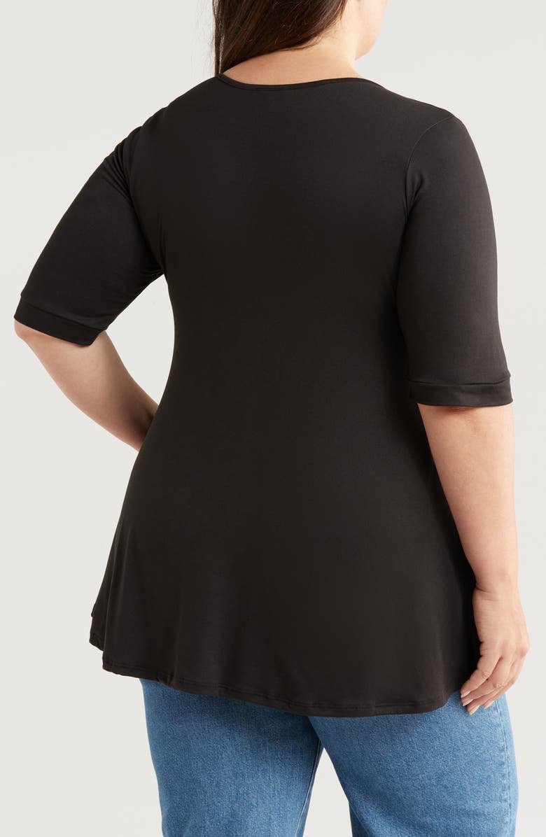 24seven Comfort Apparel Three-Button Tunic, Alternate, color, Black